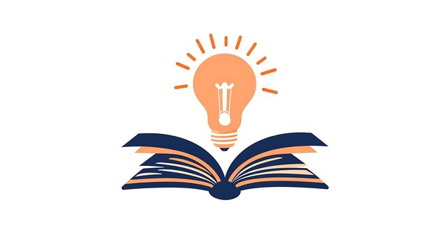 Online learning platform logo with lightbulb and open book on white background symbolizing education and innovation in e learning