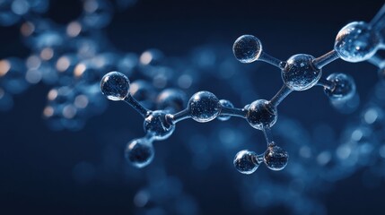3D molecular structure on dark blue background