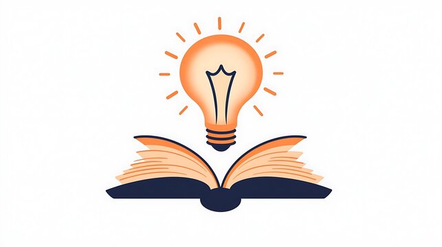 Online learning platform concept with lightbulb and open book on white background symbolizing education and innovation in digital e learning
