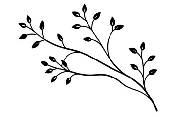 Floral branches silhouette vector illustration isolated on white background