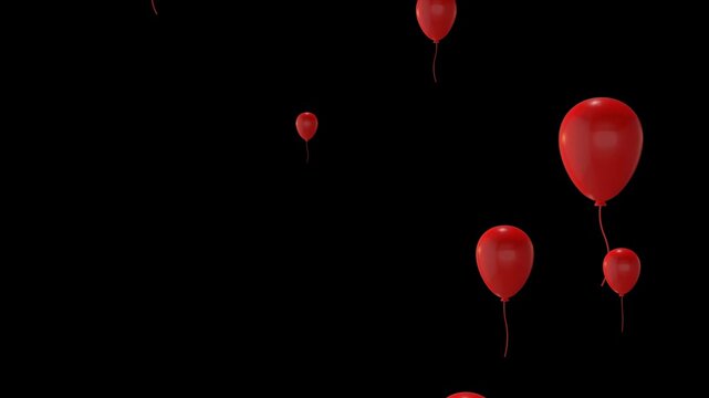 Decoration red flying balloon with transparent background. Used for birthday decoration, party decoration, celebration design, event poster, new year eve, Christmas eve
