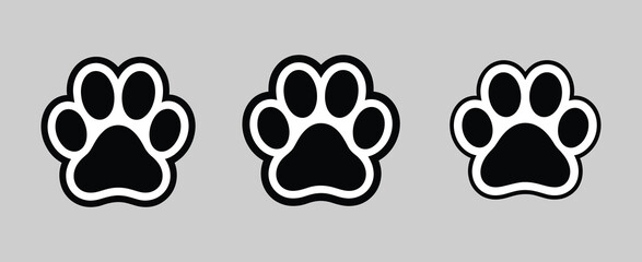 Paw print icon set, animal paw symbols © ayat 02