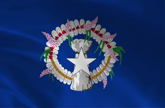 Northern Mariana Islands National Flag Waving, CNMI Symbol of Pacific Heritage and Pride, Seamless Loop Background Video
