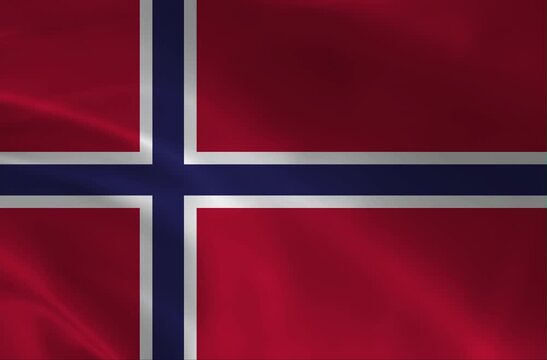 Realistic Waving Flag of Norway Loop &ndash; National Norwegian Symbol with Red, White and Blue Colors