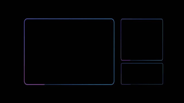 Glowing neon live streaming frame animation isolated on black background, Neon Sign looping facecam and chat for live streaming ,Glowing neon  live streaming fram. 4k