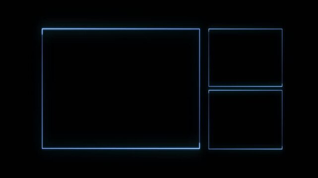 Neon Facecam overlay. Seamless loop. Animated facecam or webcam. Neon lights rotate and spread colorful light. Drag and drop use. Purple and Green on black background