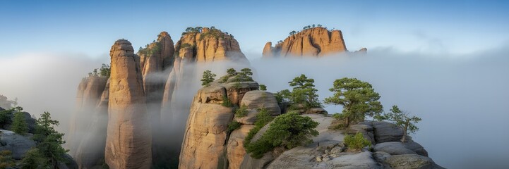 Stone Towers in Cloud Sea