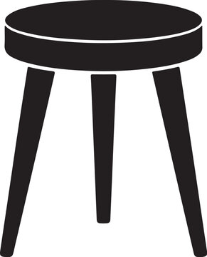 Black three legged stool with round three legs round black