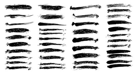 Set of 40 Grungy Black Brush Stroke Textures for Design