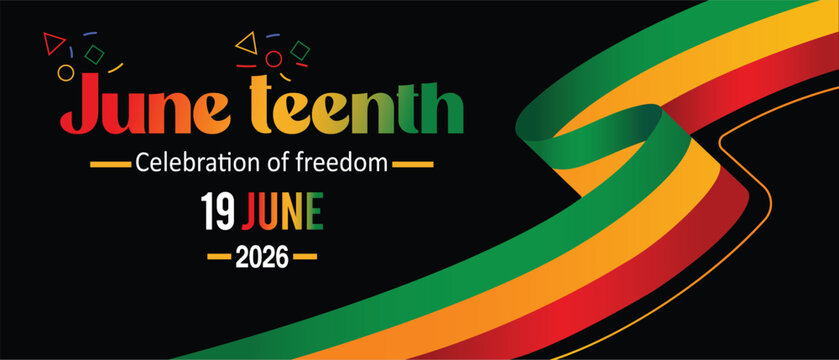Juneteenth 2026 Celebration of Freedom Banner with Pan-African Colors