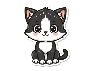 Obraz premium Adorable Fluffy Cartoon Kitten with Big Sparkling Eyes