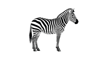 Obraz premium Full length realistic illustration of a zebra standing showing its unique black and white stripe pattern in detail.