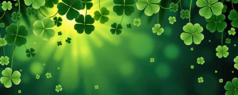 Celebrating saint patrick's day with happy shamrock decorations in a green irish background