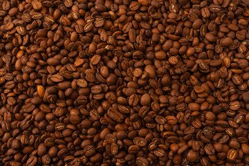 Coffee beans on a white background. Coffee beans texture.