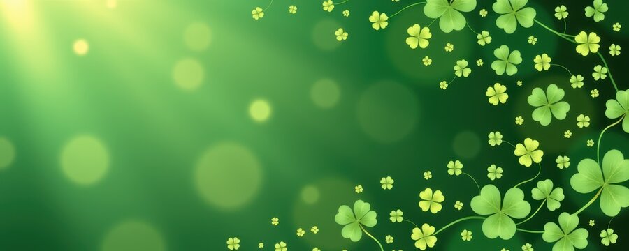 Happy saint patrick's day celebration with green clover background ireland elegant leaf design festive concept