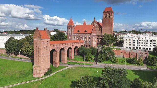 Aerial view of Kwidzyn Castle (Zamek w Kwidzynie), Pomeranian Voivodeship, Poland 