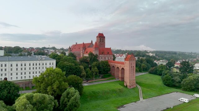 Aerial view of Kwidzyn Castle (Zamek w Kwidzynie), Pomeranian Voivodeship, Poland 