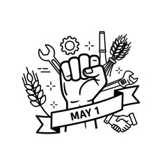 Fototapeta premium Labor Workers Solidarity Illustration outline