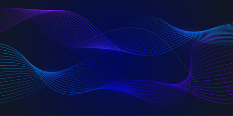 Abstract modern colorful wavy line horizontal banner futuristic design background.