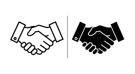 Obraz premium Handshake Icons: Outline and Silhouette for Agreement, Partnership, and Business Deal