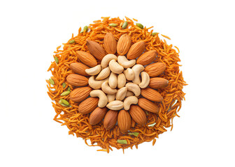 Nutty Bloom: An appetizing arrangement of almonds, cashews, and savory snack, arranged artfully to evoke a bloom, a delicious visual feast.