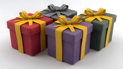 Obraz premium Group of colorful gift boxes with ribbons