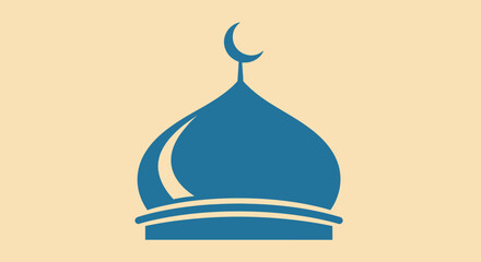 Blue mosque dome with crescent moon symbol © Dodol Creative Stock