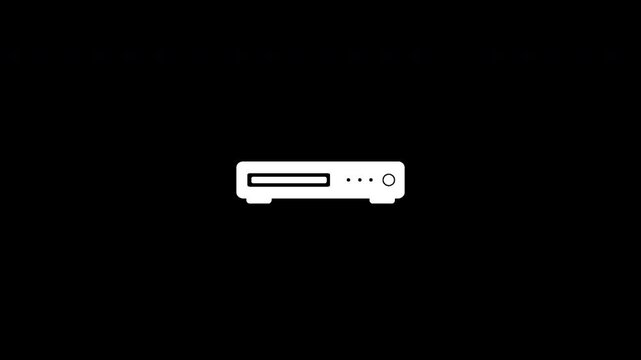 Animated dvd player icon dissolving into particles