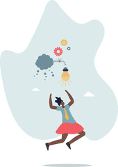 Obraz premium Thinking idea or brainstorm to get solution, creativity or imagination solve problem,life and employment of people.