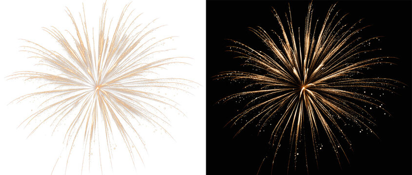 Glowing firework and sparkling light burst on transparent background. Realistic PNG overlay perfect for New Year, wedding, or holiday celebration designs overlay explosion
