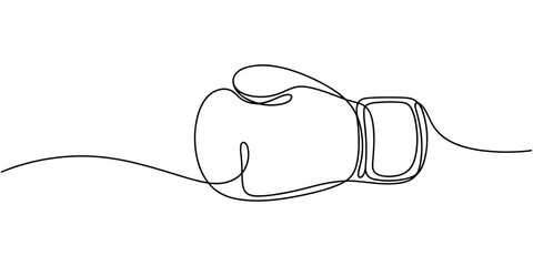 Obraz premium Boxing gloves illustration with line style design. Boxing glove in one continuous single line art drawing style. Boxing gloves line. one line continuous draw.