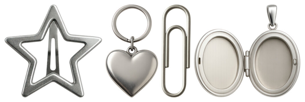 PNG Elegant metallic shapes and accessories on transparent background
