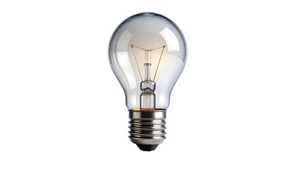 Classic glowing incandescent light bulb symbolizing creativity, innovation, and bright ideas. This isolated object with a lit filament is perfect for concepts of energy and inspiration. Alpha bg.