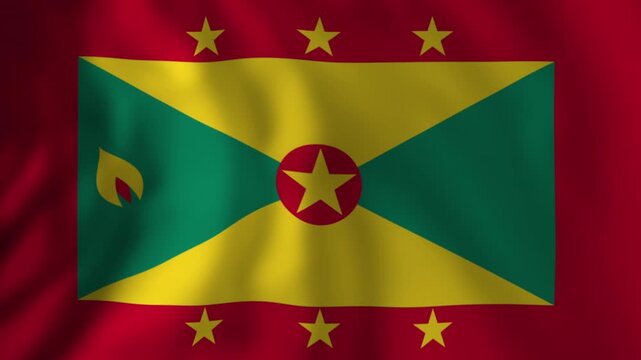 Grenada national flag waving in the wind