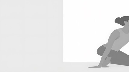 A person practicing yoga, stretching with gray and white color, showcasing fitness and wellness