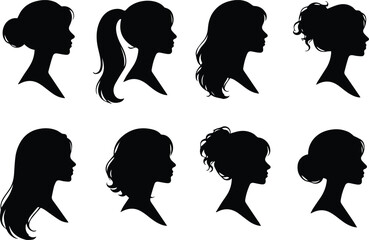 Female Hairstyle Silhouette Pack &ndash; Side View Profiles