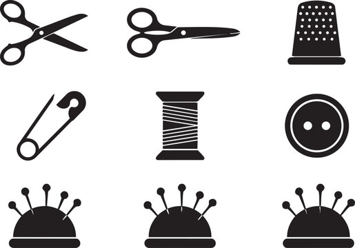 Sewing Machine and Mannequin Silhouette Set