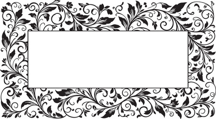 Obraz premium Vintage Ornamental Floral Frame Vector - Decorative Black and White Filigree Border with Copy Space.