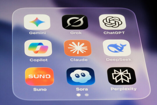 Shanghai,China-Feb.4th 2026: Claude, Copilot, Deepseek, Gemini, Grok, ChatGPT, Suno, Sora, Perplexity. Assorted AI apps