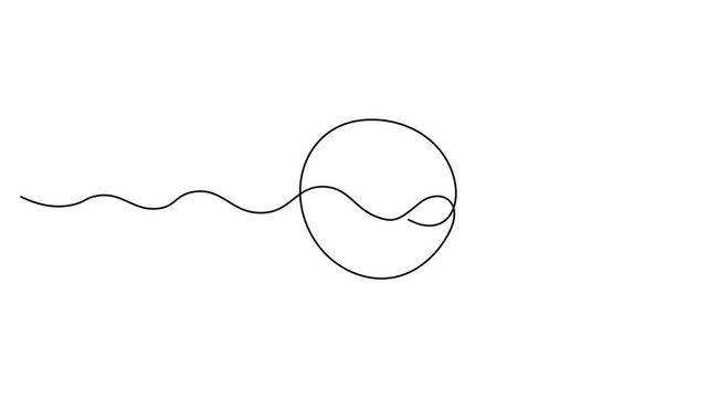 Hand drawn circle line sketch animation. Continuous one line drawing of black circle animation. Round frame sketch outline animation