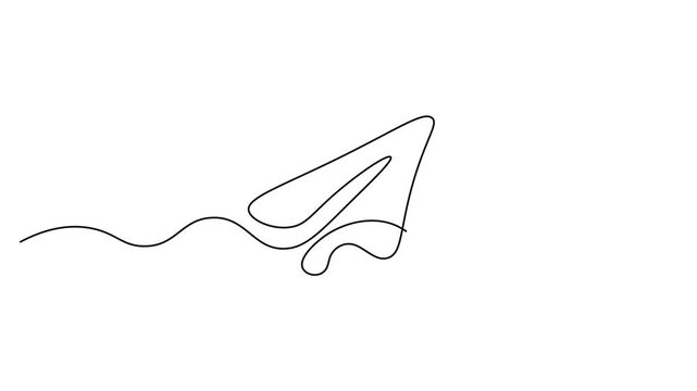 Single line drawing of a rocket animation. One line rocket illustration. Minimalist single line drawing of a rocket animation