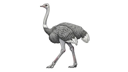 Ostrich Isolated White Background 
