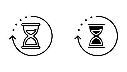 anti-aging hourglass line icon set, flat design vector illustration on white background.