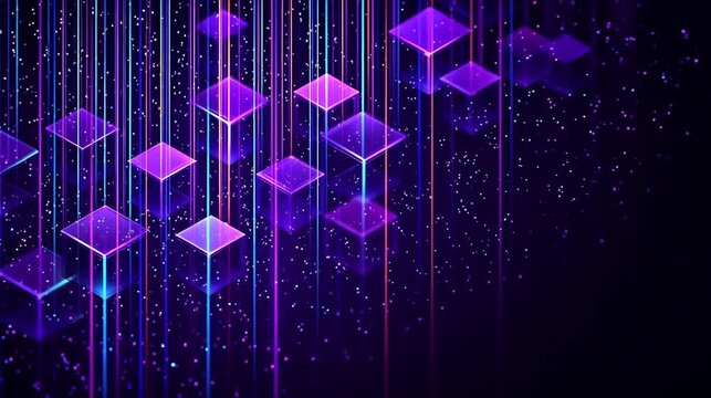 Abstract glowing cubes and lines