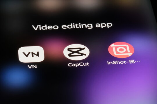 Shanghai,China-Feb.4th 2026: CapCut, VN and InShot app icons. Video editing apps