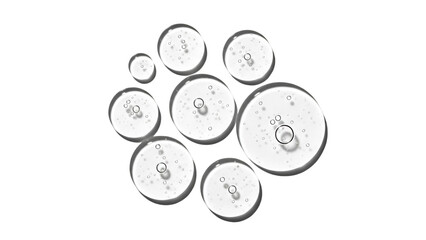 Gel Droplets with Bubbles on Black Background Keywords: gel, droplets, liquid, bubbles, clear