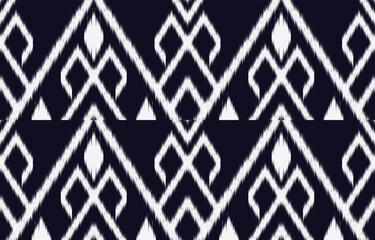 Fototapeta premium Ethnic ikat seamless pattern. hand drawn craftsmanship embroidery bohemian, abstract square geographic art fabric ikat textile material design for curtain, carpet, wallpaper, clothing, Batik.