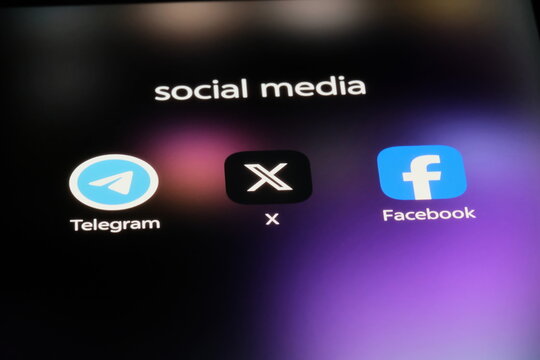 Shanghai,China-Feb.4th 2026: X twitter, Telegram and Facebook app icons