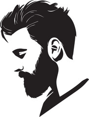 Stylish man side profile beard grooming silhouette design vector on white background 