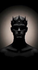 Dark king figure with crown and blindfold depth wallpaper 4k